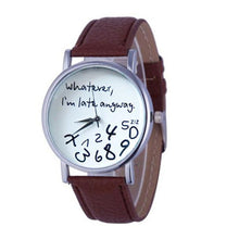 10 Colors Hour Causal Watches For Womens Whatever I am Late Anyway Print Leather Alloy Quartz Wrist Watch Clock Montre Femme