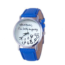 10 Colors Hour Causal Watches For Womens Whatever I am Late Anyway Print Leather Alloy Quartz Wrist Watch Clock Montre Femme