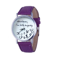 10 Colors Hour Causal Watches For Womens Whatever I am Late Anyway Print Leather Alloy Quartz Wrist Watch Clock Montre Femme