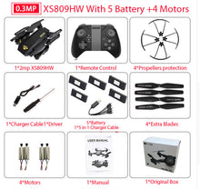 RC Dron Visuo XS809W XS809HW Mini Foldable Selfie Drone with Wifi FPV 0.3MP or 2MP Camera Altitude Hold Quadcopter Vs JJRC H37