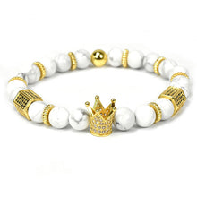 Nine forever natural stone beads bracelet men jewelry king crown charm bracelets for women pulseira masculina bileklik