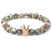 Nine forever natural stone beads bracelet men jewelry king crown charm bracelets for women pulseira masculina bileklik