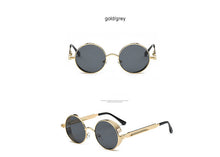 2018 New Retro Steampunk Round Sunglasses Women Vintage Small Oval Glasses For Men Popular Black Metal Spring Eyewear UV400