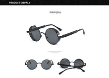 2018 New Retro Steampunk Round Sunglasses Women Vintage Small Oval Glasses For Men Popular Black Metal Spring Eyewear UV400