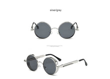 2018 New Retro Steampunk Round Sunglasses Women Vintage Small Oval Glasses For Men Popular Black Metal Spring Eyewear UV400