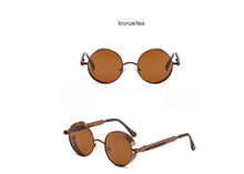2018 New Retro Steampunk Round Sunglasses Women Vintage Small Oval Glasses For Men Popular Black Metal Spring Eyewear UV400
