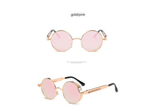 2018 New Retro Steampunk Round Sunglasses Women Vintage Small Oval Glasses For Men Popular Black Metal Spring Eyewear UV400