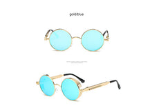 2018 New Retro Steampunk Round Sunglasses Women Vintage Small Oval Glasses For Men Popular Black Metal Spring Eyewear UV400