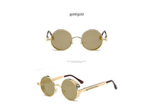2018 New Retro Steampunk Round Sunglasses Women Vintage Small Oval Glasses For Men Popular Black Metal Spring Eyewear UV400