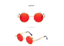 2018 New Retro Steampunk Round Sunglasses Women Vintage Small Oval Glasses For Men Popular Black Metal Spring Eyewear UV400
