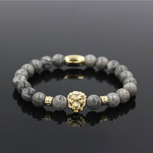 NADEEM Fashion Masculinas Natural Marble Stone Lion Head Bracelet Women Pulseras Hombre Bracciali Men's Elastic Bead Bracelet