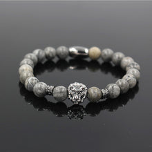 NADEEM Fashion Masculinas Natural Marble Stone Lion Head Bracelet Women Pulseras Hombre Bracciali Men's Elastic Bead Bracelet