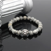 NADEEM Fashion Masculinas Natural Marble Stone Lion Head Bracelet Women Pulseras Hombre Bracciali Men's Elastic Bead Bracelet