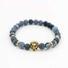 NADEEM Fashion Masculinas Natural Marble Stone Lion Head Bracelet Women Pulseras Hombre Bracciali Men's Elastic Bead Bracelet
