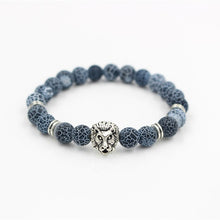 NADEEM Fashion Masculinas Natural Marble Stone Lion Head Bracelet Women Pulseras Hombre Bracciali Men's Elastic Bead Bracelet