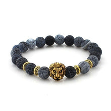 NADEEM Fashion Masculinas Natural Marble Stone Lion Head Bracelet Women Pulseras Hombre Bracciali Men's Elastic Bead Bracelet
