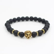 NADEEM Fashion Masculinas Natural Marble Stone Lion Head Bracelet Women Pulseras Hombre Bracciali Men's Elastic Bead Bracelet