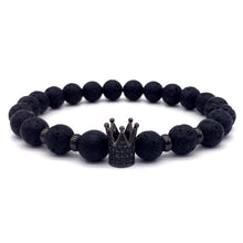 2018 Hot Trendy Lava Stone Pave CZ Imperial Crown And Helmet Charm Bracelet For Men Or Women Bracelet Jewelry Pulseira hombres