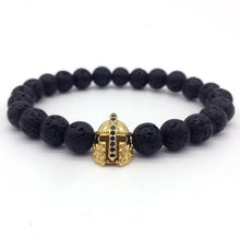 2018 Hot Trendy Lava Stone Pave CZ Imperial Crown And Helmet Charm Bracelet For Men Or Women Bracelet Jewelry Pulseira hombres
