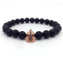 2018 Hot Trendy Lava Stone Pave CZ Imperial Crown And Helmet Charm Bracelet For Men Or Women Bracelet Jewelry Pulseira hombres