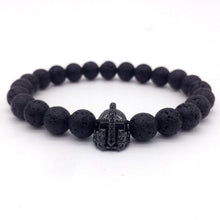 2018 Hot Trendy Lava Stone Pave CZ Imperial Crown And Helmet Charm Bracelet For Men Or Women Bracelet Jewelry Pulseira hombres