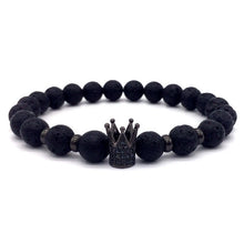 2018 Hot Trendy Lava Stone Pave CZ Imperial Crown And Helmet Charm Bracelet For Men Or Women Bracelet Jewelry Pulseira hombres