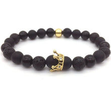 2018 Hot Trendy Lava Stone Pave CZ Imperial Crown And Helmet Charm Bracelet For Men Or Women Bracelet Jewelry Pulseira hombres