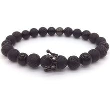 2018 Hot Trendy Lava Stone Pave CZ Imperial Crown And Helmet Charm Bracelet For Men Or Women Bracelet Jewelry Pulseira hombres