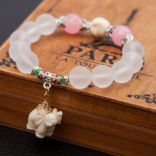 SEDmart Ethnic Matte Crystal Elephant Charm Bracelet For Women Antique Silver Buddha Head Animal Bead Cultural Bracelet Jewelry