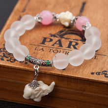 SEDmart Ethnic Matte Crystal Elephant Charm Bracelet For Women Antique Silver Buddha Head Animal Bead Cultural Bracelet Jewelry