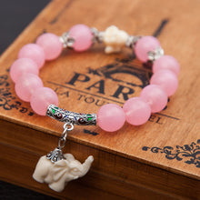 SEDmart Ethnic Matte Crystal Elephant Charm Bracelet For Women Antique Silver Buddha Head Animal Bead Cultural Bracelet Jewelry