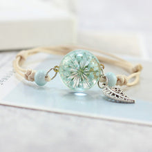 New Boho Vintage Charm Bracelet Handmade Real Dry Flower Glass Ball Weave Adjustable Bracelets Bangle for Women Fashion